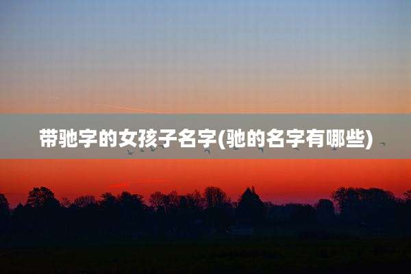 带驰字的女孩子名字(驰的名字有哪些)