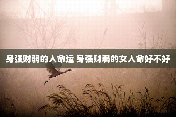 身强财弱的人命运 身强财弱的女人命好不好