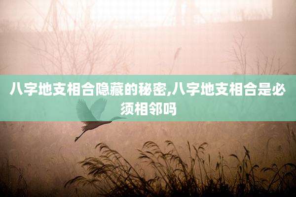 八字地支相合隐藏的秘密,八字地支相合是必须相邻吗