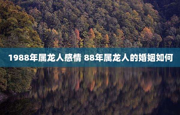 1988年属龙人感情 88年属龙人的婚姻如何