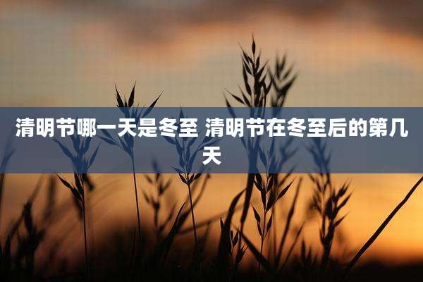 清明节哪一天是冬至 清明节在冬至后的第几天
