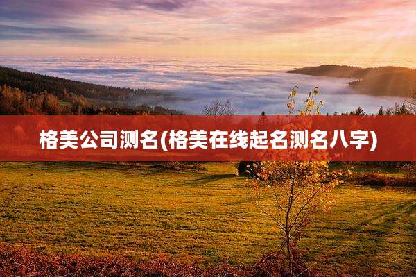 格美公司测名(格美在线起名测名八字)