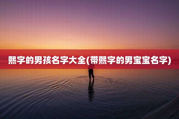 熙字的男孩名字大全(带熙字的男宝宝名字)