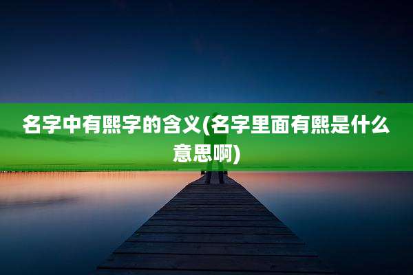 名字中有熙字的含义(名字里面有熙是什么意思啊)