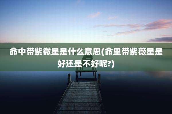命中带紫微星是什么意思(命里带紫薇星是好还是不好呢?)