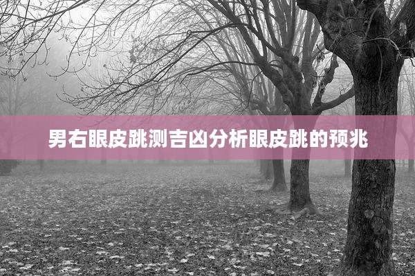 男右眼皮跳测吉凶分析眼皮跳的预兆