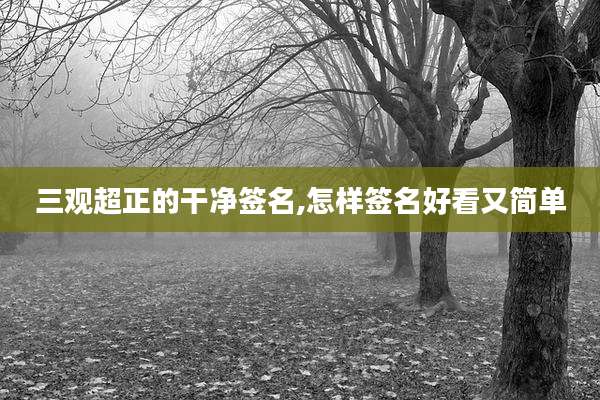 三观超正的干净签名,怎样签名好看又简单