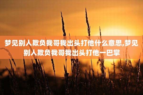 梦见别人欺负我哥我出头打他什么意思,梦见别人欺负我哥我出头打他一巴掌