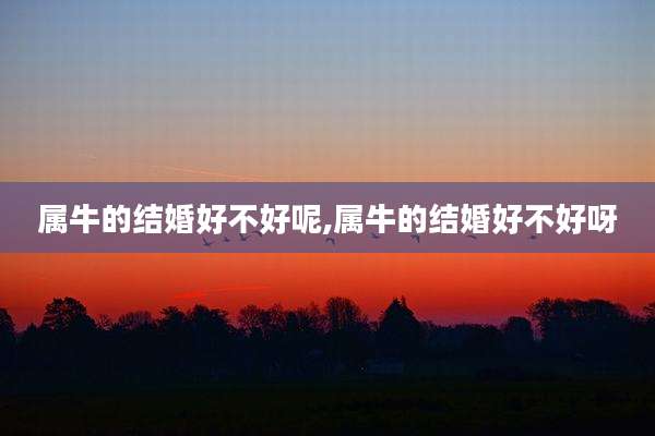 属牛的结婚好不好呢,属牛的结婚好不好呀