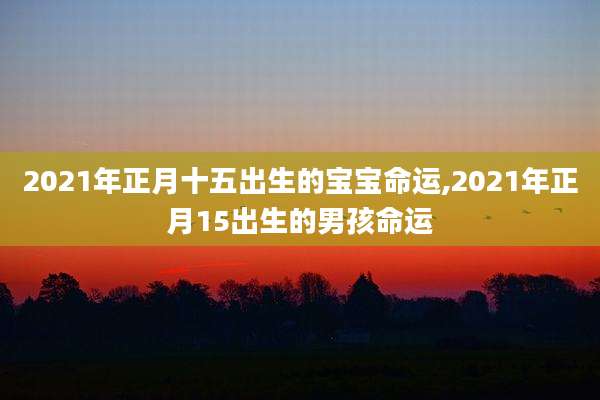 2021年正月十五出生的宝宝命运,2021年正月15出生的男孩命运
