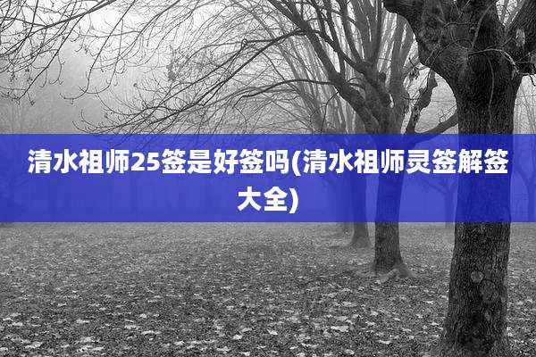 清水祖师25签是好签吗(清水祖师灵签解签大全)
