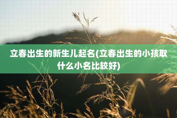 立春出生的新生儿起名(立春出生的小孩取什么小名比较好)