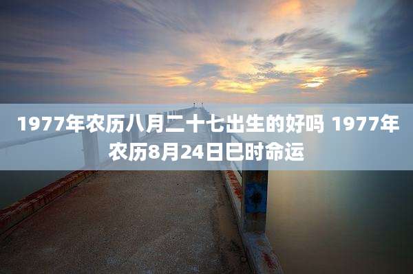 1977年农历八月二十七出生的好吗 1977年农历8月24日巳时命运
