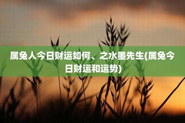 属兔人今日财运如何、之水墨先生(属兔今日财运和运势)