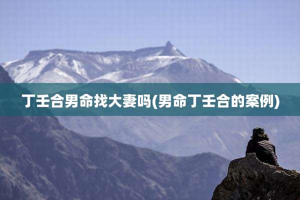 丁壬合男命找大妻吗(男命丁壬合的案例)