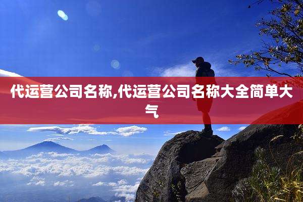 代运营公司名称,代运营公司名称大全简单大气
