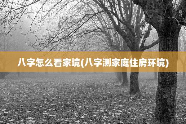 八字怎么看家境(八字测家庭住房环境)
