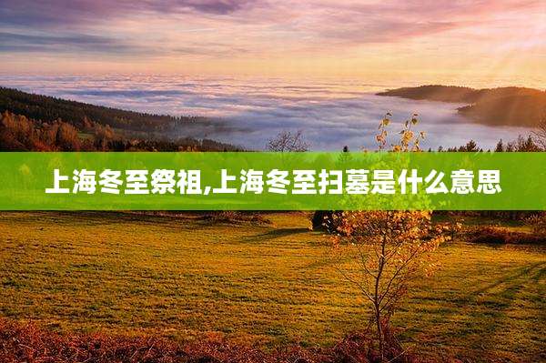 上海冬至祭祖,上海冬至扫墓是什么意思