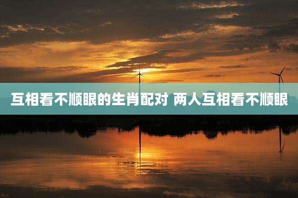 互相看不顺眼的生肖配对 两人互相看不顺眼