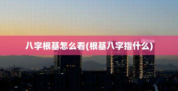 八字根基怎么看(根基八字指什么)