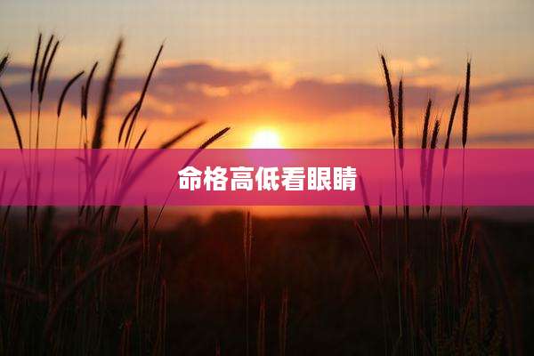 命格高低看眼睛
