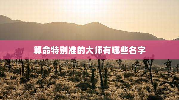 算命特别准的大师有哪些名字