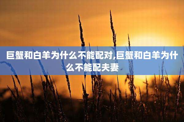巨蟹和白羊为什么不能配对,巨蟹和白羊为什么不能配夫妻