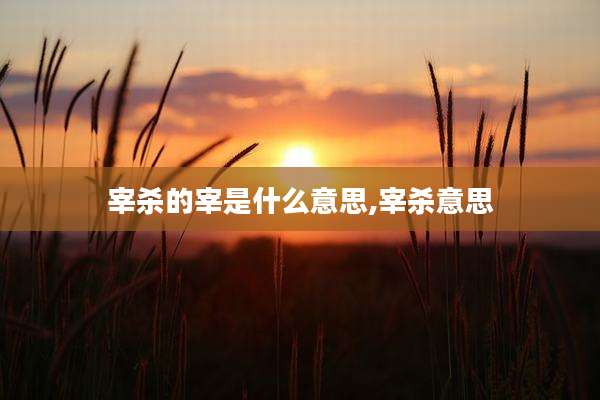 宰杀的宰是什么意思,宰杀意思