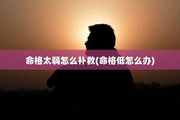 命格太弱怎么补救(命格低怎么办)