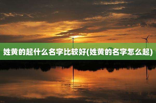 姓黄的起什么名字比较好(姓黄的名字怎么起)