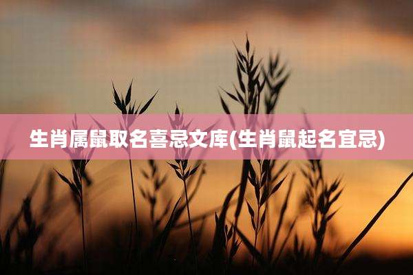 生肖属鼠取名喜忌文库(生肖鼠起名宜忌)