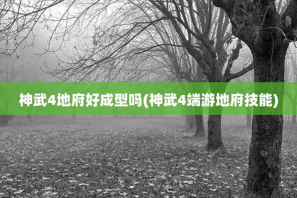 神武4地府好成型吗(神武4端游地府技能)