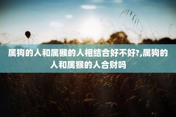 属狗的人和属猴的人相结合好不好?,属狗的人和属猴的人合财吗
