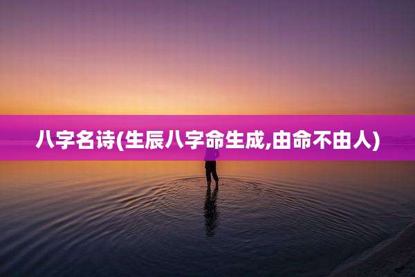 八字名诗(生辰八字命生成,由命不由人)