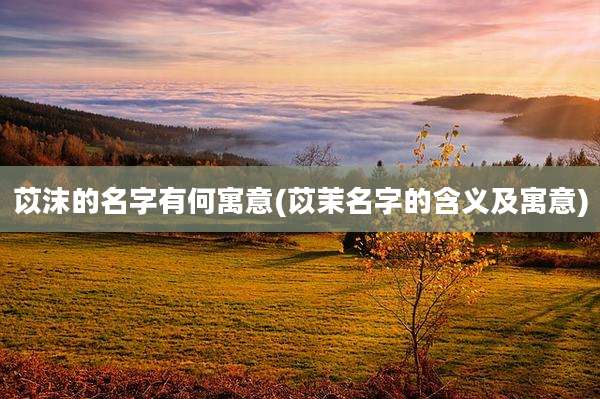 苡沫的名字有何寓意(苡茉名字的含义及寓意)