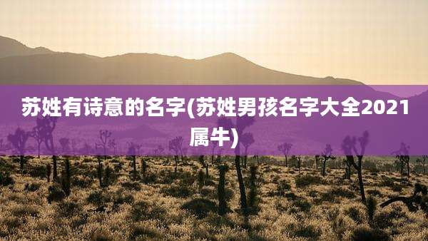 苏姓有诗意的名字(苏姓男孩名字大全2021属牛)