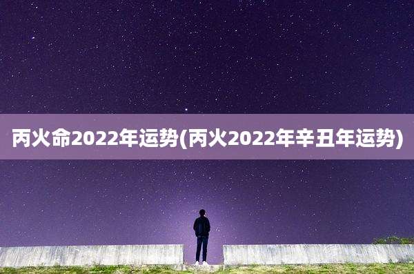 丙火命2022年运势(丙火2022年辛丑年运势)