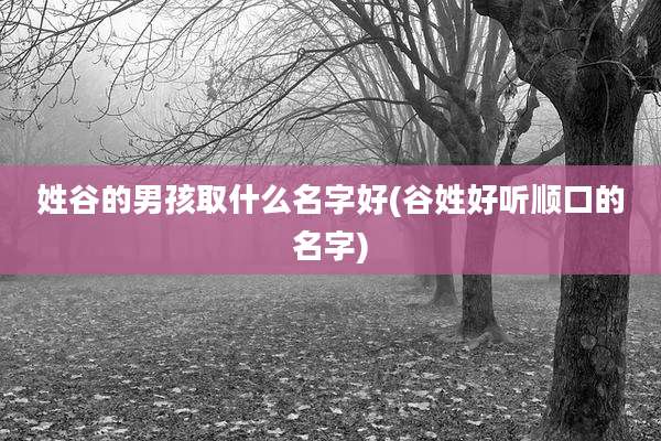 姓谷的男孩取什么名字好(谷姓好听顺口的名字)