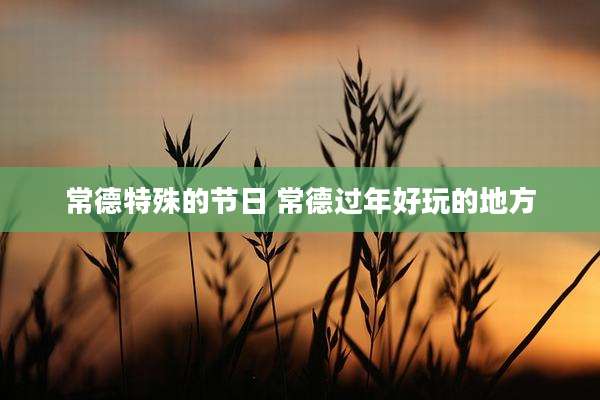 常德特殊的节日 常德过年好玩的地方