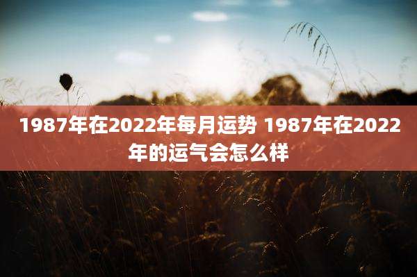 1987年在2022年每月运势 1987年在2022年的运气会怎么样