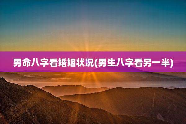 男命八字看婚姻状况(男生八字看另一半)