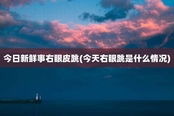 今日新鲜事右眼皮跳(今天右眼跳是什么情况)