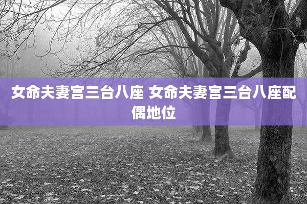 女命夫妻宫三台八座 女命夫妻宫三台八座配偶地位