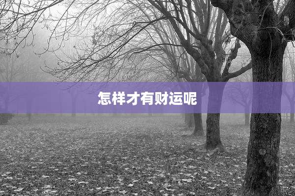 怎样才有财运呢