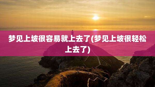 梦见上坡很容易就上去了(梦见上坡很轻松上去了)