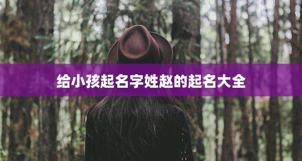给小孩起名字姓赵的起名大全
