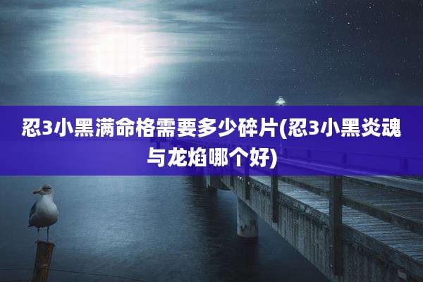 忍3小黑满命格需要多少碎片(忍3小黑炎魂与龙焰哪个好)