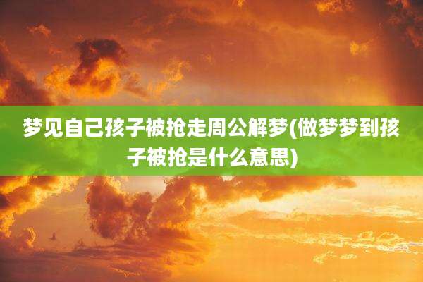 梦见自己孩子被抢走周公解梦(做梦梦到孩子被抢是什么意思)