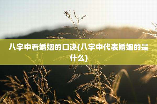 八字中看婚姻的口诀(八字中代表婚姻的是什么)