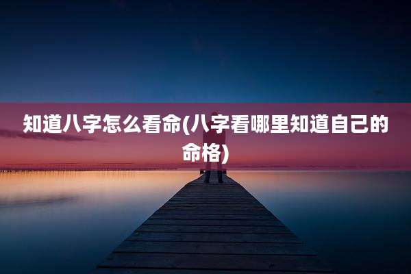 知道八字怎么看命(八字看哪里知道自己的命格)